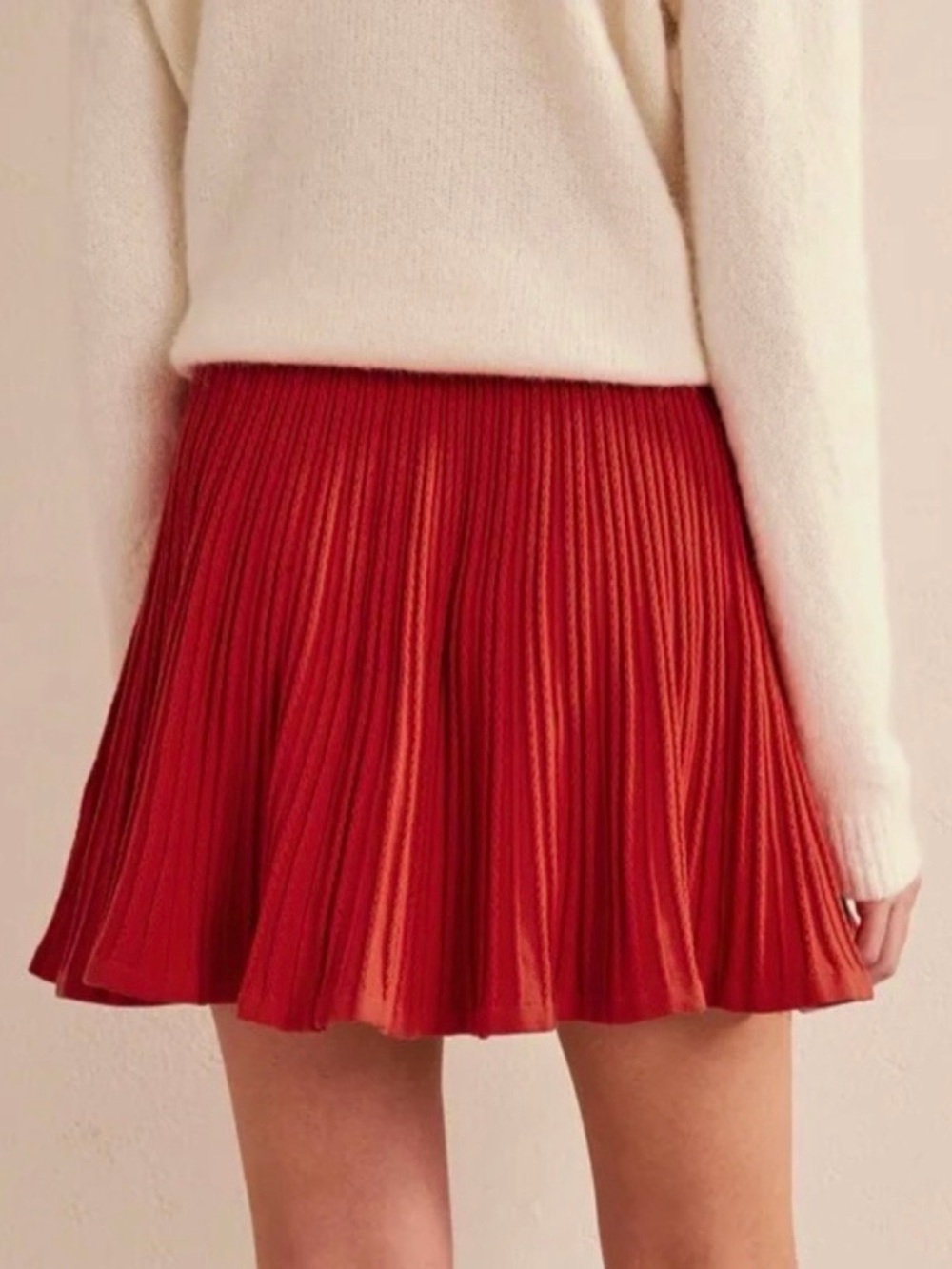 BODEN Knitted Pointelle Preppy Casual Comfy Skirt In Tomato Size M - Picture 2 of 10